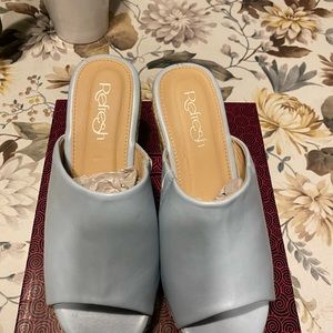 Refresh light blue leather-like Open toe and Open Back